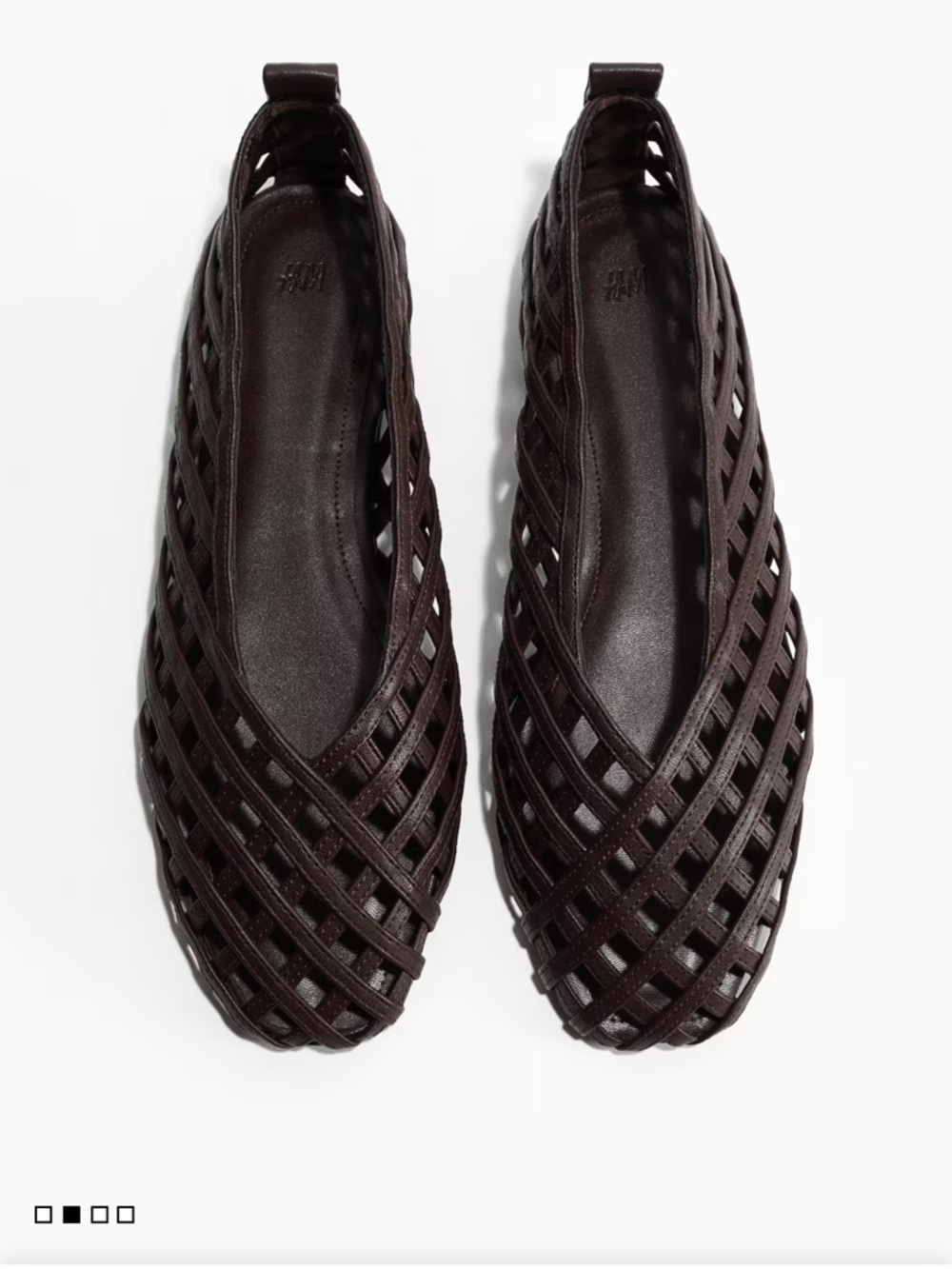 H&M BRAIDED-LOOK BALLET FLATS Dark Brown Woven Slip-On Flats